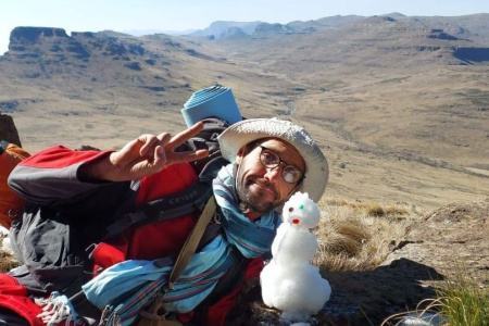 Andrew hiking, Drakensberg Mountains